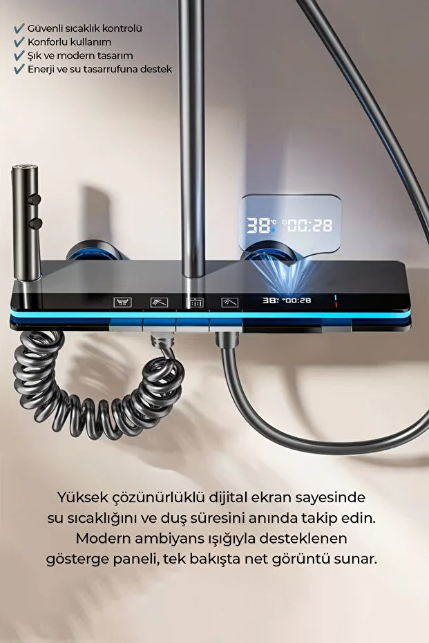 ROBO K12C yeni nesil Led göstergeli tuşlu dijital duş sistemi